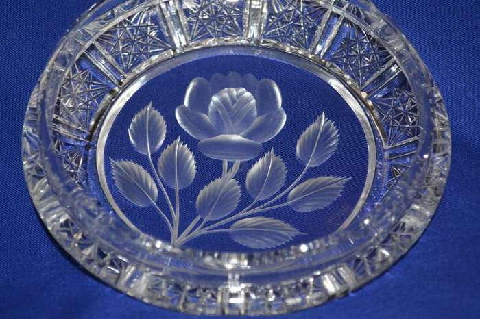 Crystal Bowl with Lid  and Silver Plated Footed Dish