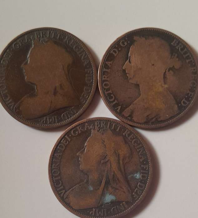 British 1 Penny Coins 1892 1895 1900