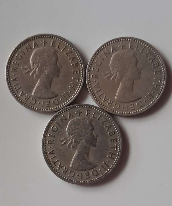 3 x British One Shilling Coins - 2 x 1955 & 1958