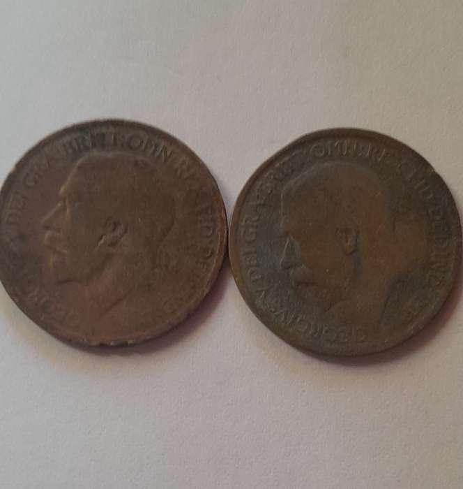2 x British King George 1/2 Penny / 1 Penny?