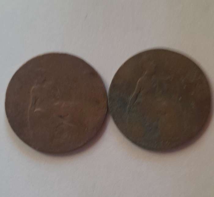 2 x British King George 1/2 Penny / 1 Penny?