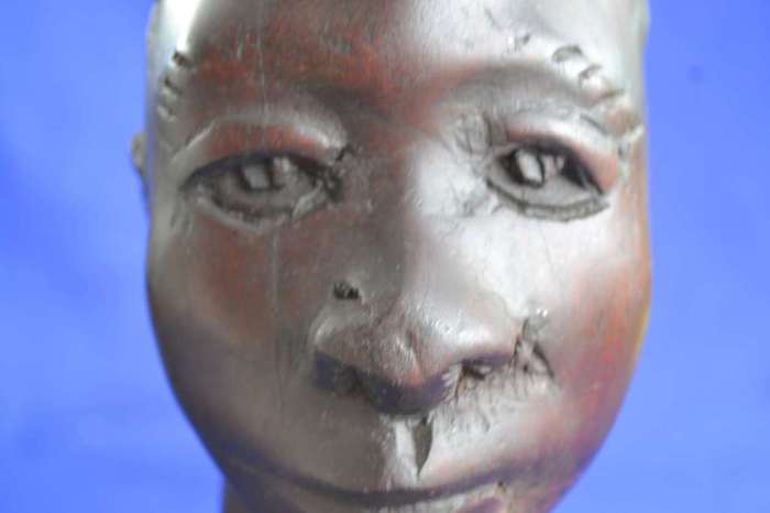 Vintage Hand Carved Wooden Busts - Male and Female