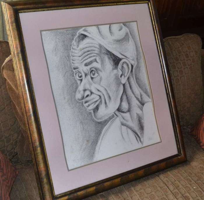 Pencil / Charcoal? Portrait - Signed, Framed Behind Glass