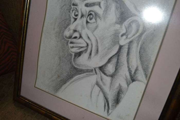 Pencil / Charcoal? Portrait - Signed, Framed Behind Glass