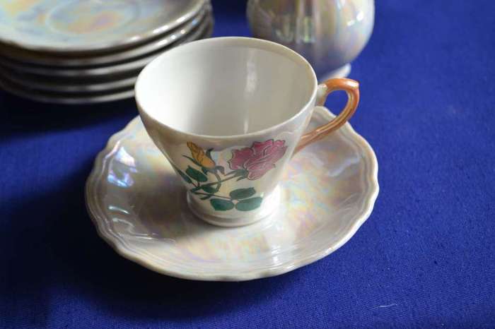 Lustre Ware Iridescent Pearl 15 Piece Demitasse Tea Set