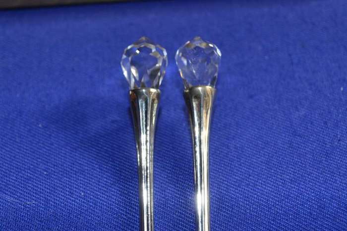 Set of Six Individually Boxed Crystal Tip Spoons