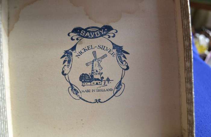 Vintage Savoy Holland Nickel Silver Tea Strainer Set In Original Box