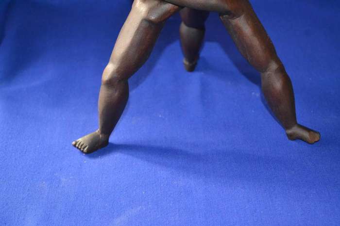 Small carved Tripod Table with Hammered Brass Top