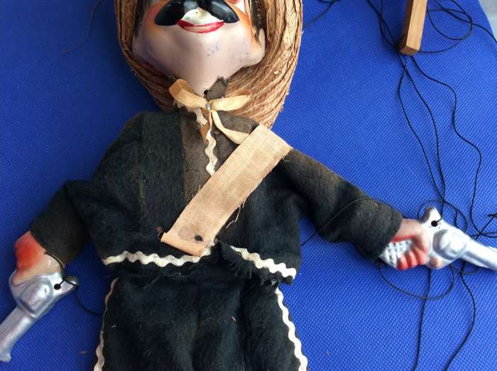 Vintage Mexican Gun Toting Bandito Marionette c1960s