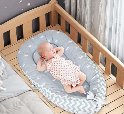 Baby Nest For Crib & Bassinet With Pillow Co-Sleeping For Newborn Lounger Light Coffee