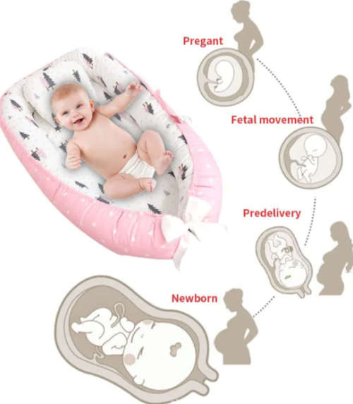 Baby Nest For Crib & Bassinet With Pillow Co-Sleeping For Newborn Lounger Light Coffee