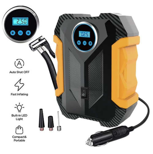 12v DC Air Compressor for Car Tyres Digital Inflator with Emergency Light