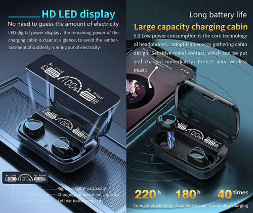 M10 TWS Wireless Bluetooth Earbuds with LED Display Charge Case