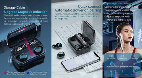 M10 TWS Wireless Bluetooth Earbuds with LED Display Charge Case