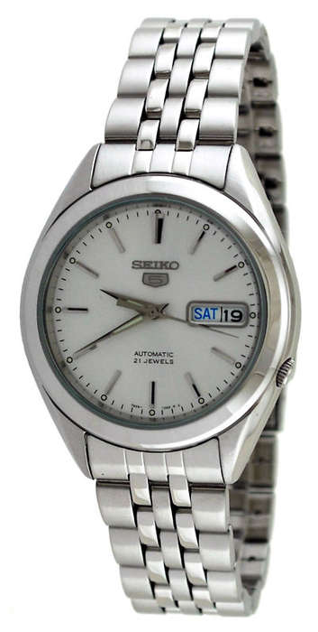 SEIKO MEN AUTOMATIC SEE THRU SILVER DIAL STEEL WATCH