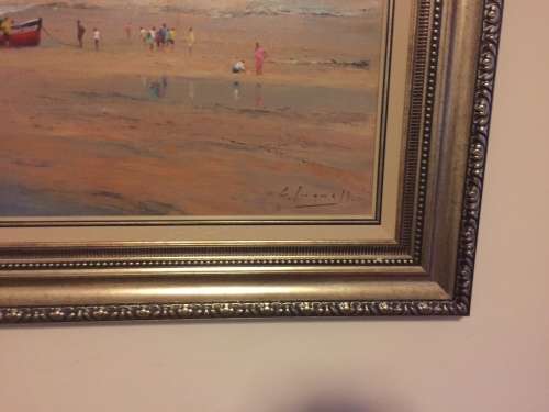 `Fishermen on Beach` Chris Tugwell, Listed South African Artist