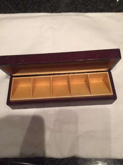 Vintage Fine Leather Stamp Box, Made in  Italy, Burgundy with Gold gilt trim