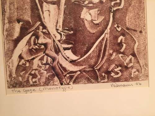 HENNIE NIEMANN `THE GAZE` MONOTYPE SIGNED AND DATED BY ARTIST, BEAUTIFULLY FRAMED