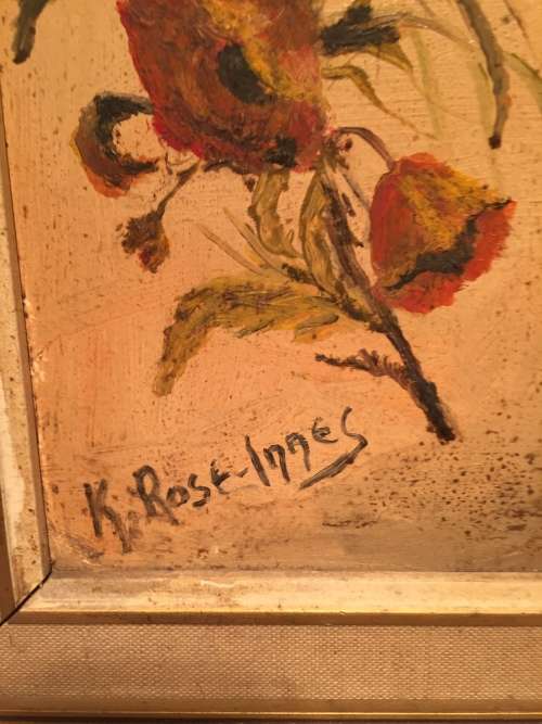 ORIGINAL OIL PAINTING SIGNED K ROSE-INNES `FLOWERS`