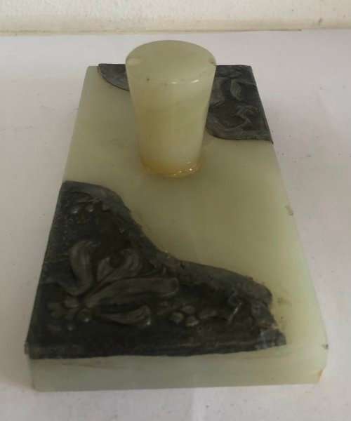 ONYX DESKTOP STATIONERY SET MADE IN ITALY PEN HOLDER, THERMOMETER, LETTER OPENER, BONBON BOX, WEIGHT