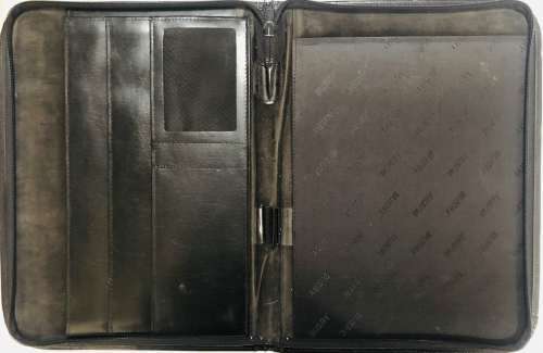 BLACK BUSBY LEATHER A4 FOLDER
