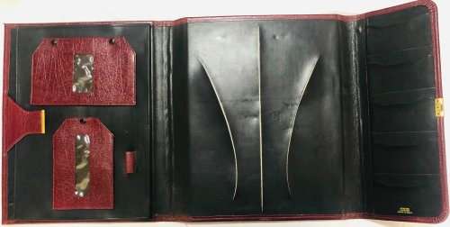 VINTAGE BURGUNDY FOLDER WITH LOCK IN EXCELLENT CONDITION
