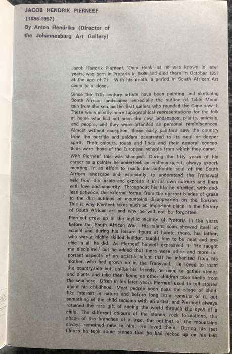 RARE! PIERNEEF COMMEMORATIVE BOOKLET 1964, LIMITED EDITION, EGON GUENTHER & ADLER FIELDING GALLERIES