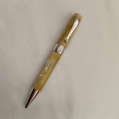 MONTEGRAPPA PARCHMENT SYMPHONY 1912 GREEN CELLULOID STERLING SILVER TRIM BALLPOINT