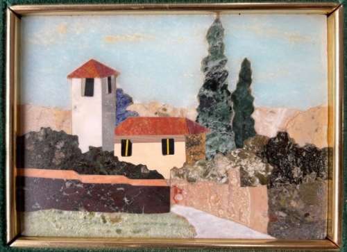 VIBRANT ITALIAN STONE ART - `PIETRA DURA`, MADE IN ITALY, SIGNED `A. FRULLINI`, NUMBERED, DATED