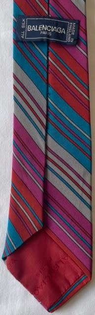 ORIGINAL BALENCIAGA PURE SILK MULTICOLOUR STRIPED VINTAGE TIE, MADE IN ENGLAND!