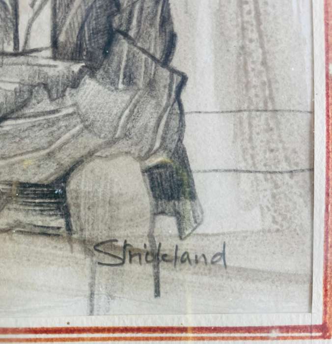 SIGNED!! ANTHONY STRICKLAND - MIXED MEDIA PAINTING OF A YOUNG BOY IN CAPE TOWN