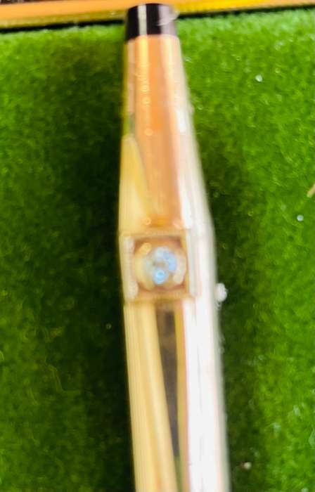 CROSS PEN 14K GOLDPLATED WITH DIAMOND ON CLIP IN BOX