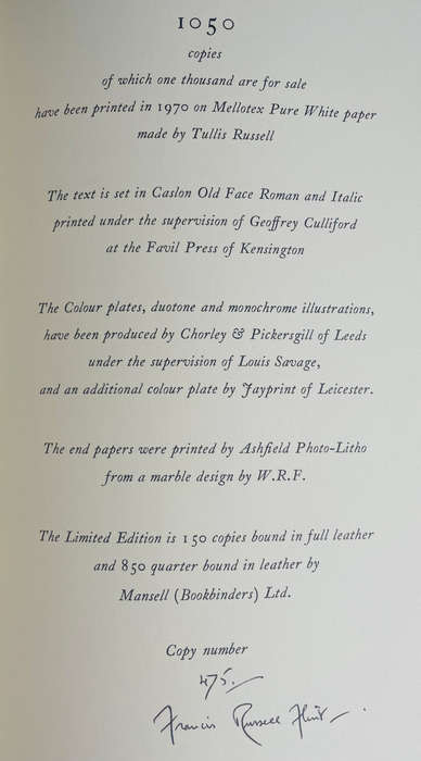 WILLIAM RUSSELL FLINT `AN AUTOBIOGRAPHY - IN PURSUIT` PRIVATELY PRINTED, NUMBERED AND SIGNED!