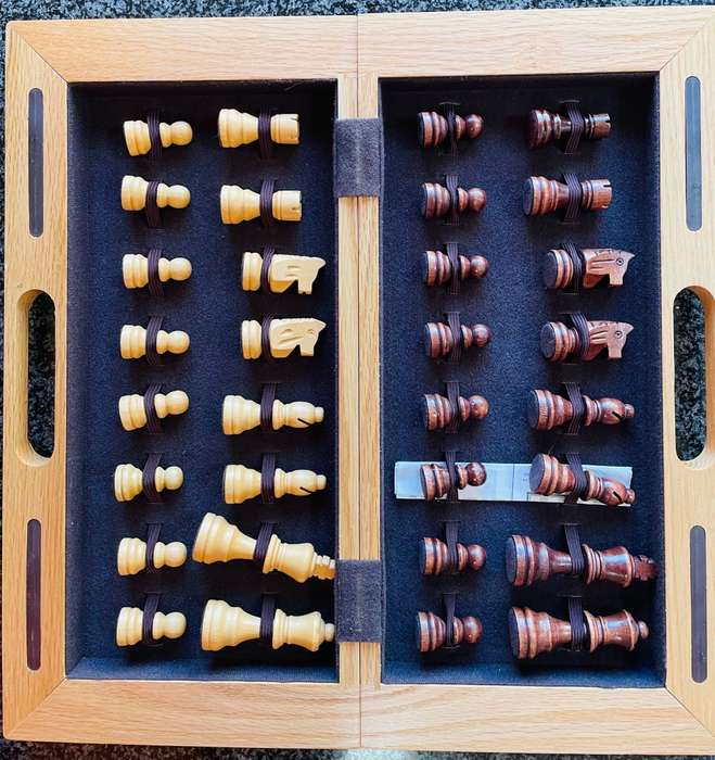 Oak Wood Folding Chess Set
