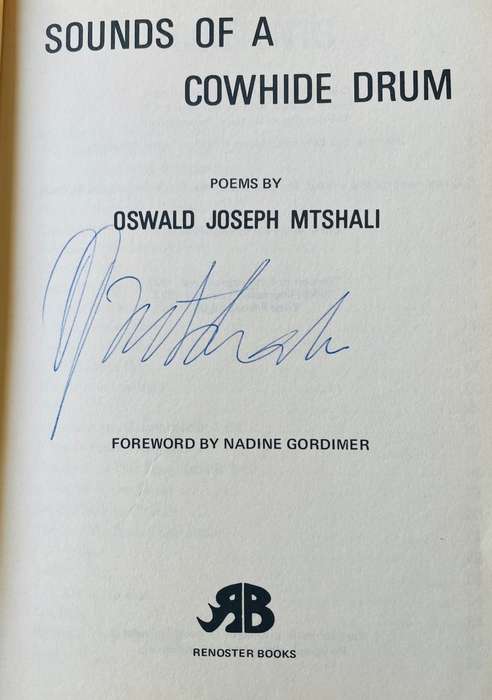SIGNED!! `SOUNDS OF A COWHIDE DRUM` BY OSWALD JOSEPH MTSHALI, WOODCUT BY WOPKO JENSMA