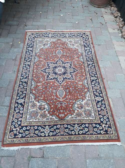 WOW! GORGEOUS ORIENTAL BELIEVE ISLAMABAD (SIGNED) FINELY WOVEN RUG CARPET PERSIAN STYLE  BLUE / RUST