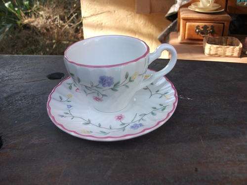 SWEET JOHNSON BROTHERS SCALLOPED & FLORAL (" SUMMER CHINZ")  DEMI-TASSE (COFFEE) DUO