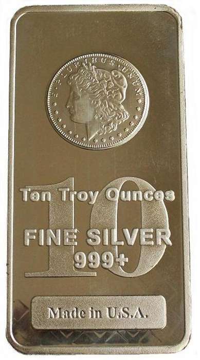 10 Troy Oz Fine Silver Bar 999+