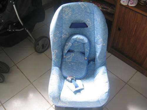 Blue padded car seat
