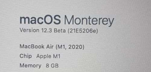 Apple MacBook Air (13-inch 2020) M1 Chip 8 core CPU 7 core GPU 8GB Memory 256GB SSD Space Grey