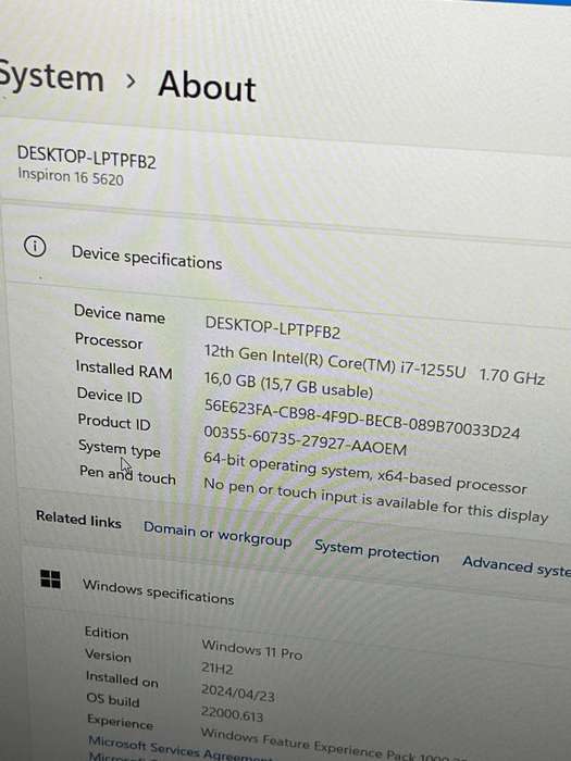 DELL INSPIRON 16 5620 | 12TH GEN CORE i7-1255U | 16GB DDR4 | 512GB SSD | 16.0` FHD 2GB NVIDIA MX570