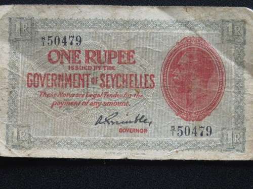 THE GOVERNMENT OF SEYSHELLES - ONE RUPEE BANK NOTE - KGV - V.SCARCE