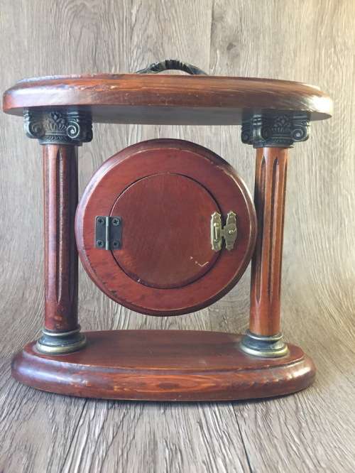 Solid Wood & Metal Quartz Clock 21cm x 21cm x 9cm