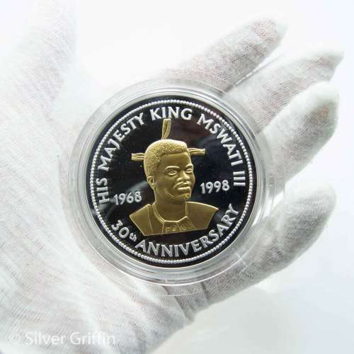 83/500 Rarely seen the Swaziland 30th  Anniversary, 5oz 999 SILVER (LEGAL TENDER)