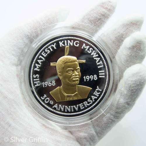 83/500 Rarely seen the Swaziland 30th  Anniversary, 5oz 999 SILVER (LEGAL TENDER)