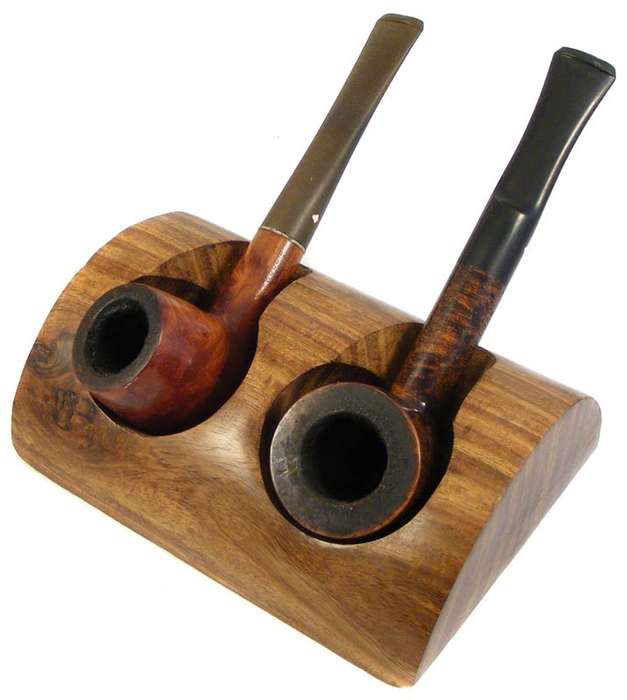 Brand New Teak Wooden Pipe Stand for two pipes