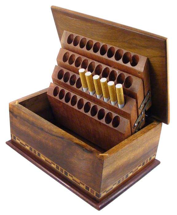 Vintage South American Wood Inlay Cigar/Cigarette case - Holds 40 - Nice condition!