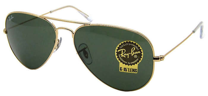 Genuine Ray Ban Large Aviator Sunglasses Green G15 Glass lenses - RB3026 L2846