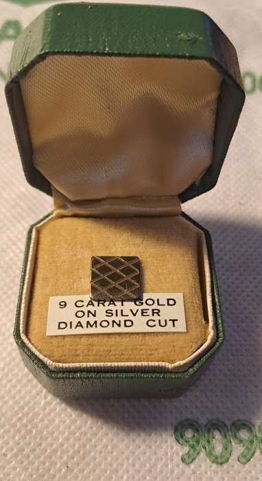 Vintage Gold on Silver men tie pin (9ct Gold on silver)