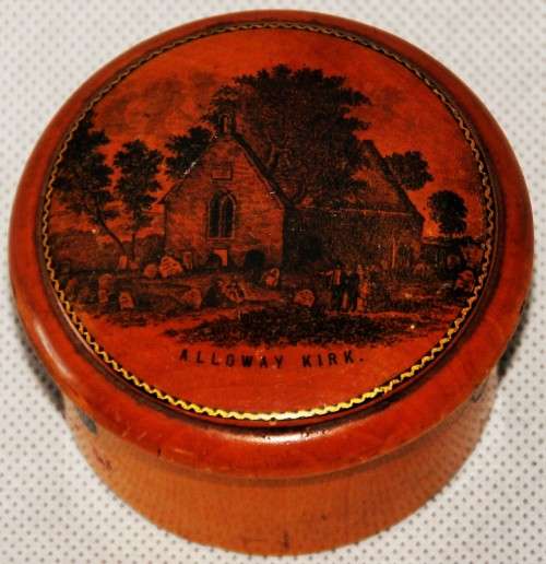*STRINGBOX*RARE VICTORIAN WOODEN MAUCHLINE WARE STRINGBOX !